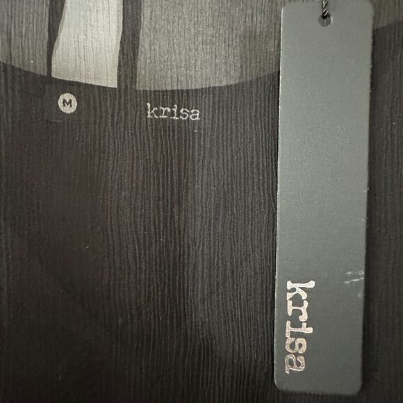 NWT Krisa Revolve Black Sheer Ruffled Soft Flowy Blouse Size Medium - Picture 5 of 6